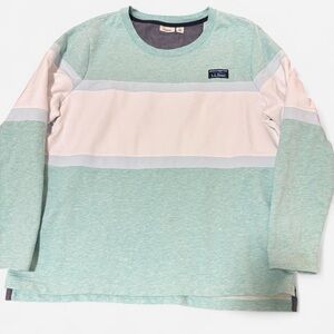 L.L.Bean striped rugby long sleeve classic nautical pullover shirt Size XL